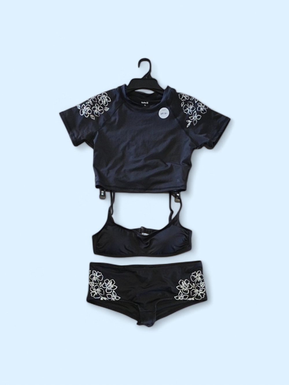 Kids Black Floral 3-Piece Swim Set - Brand: